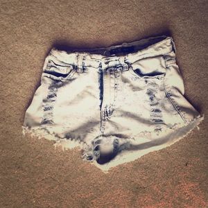 Light wash high waisted jean shorts